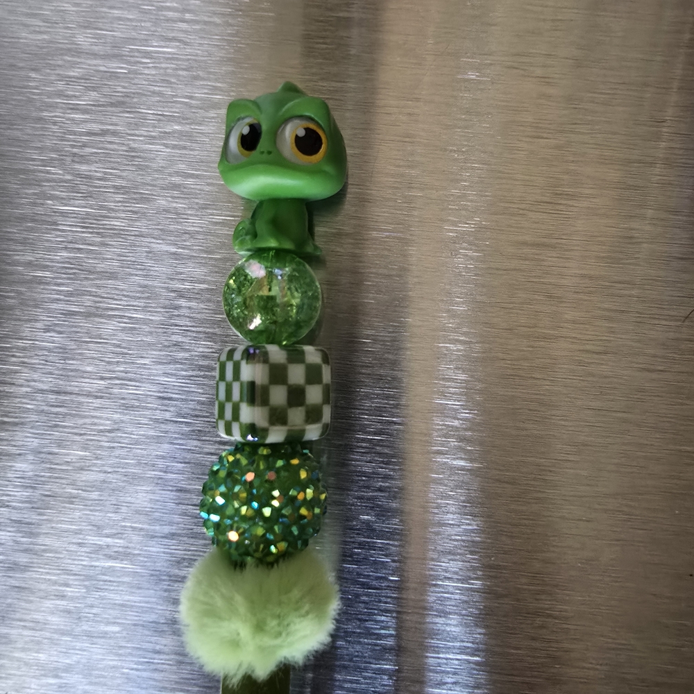 Charming Green Pascal Lizard Bling Stylus And Pen